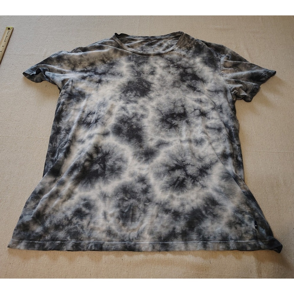 American Eagle Mens XL Tie Dye T-Shirt Black White Short Sleeve Crew Neck Tee